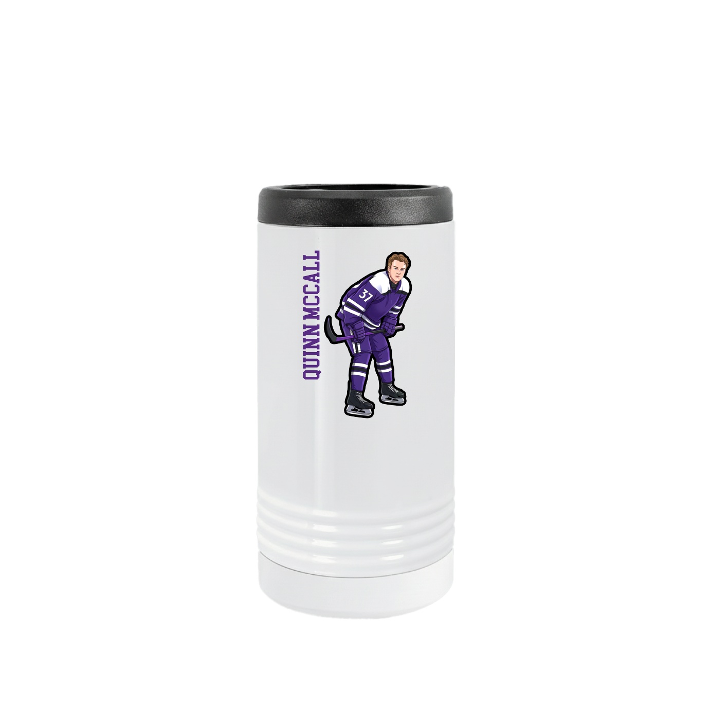 Slim Beverage Holder — Name Vertical in White