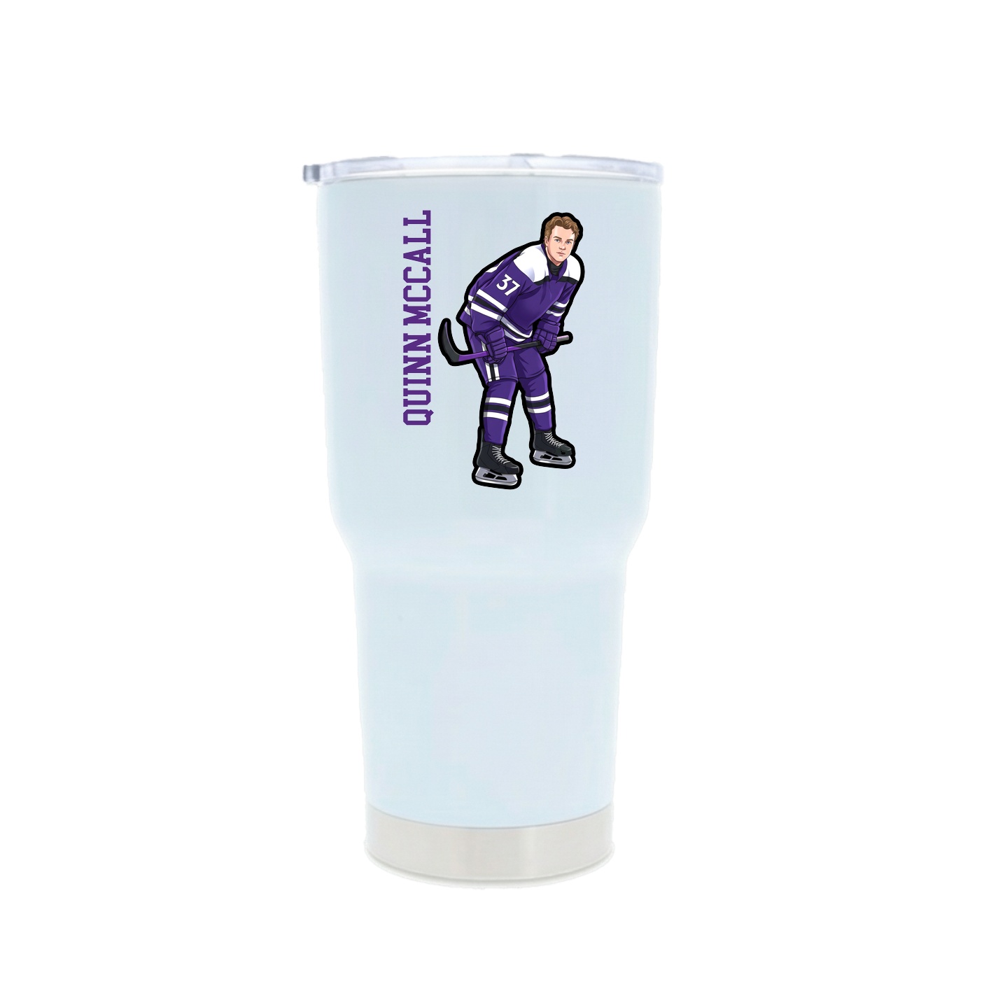 30oz Stainless Steel Tumbler — Name Vertical in White