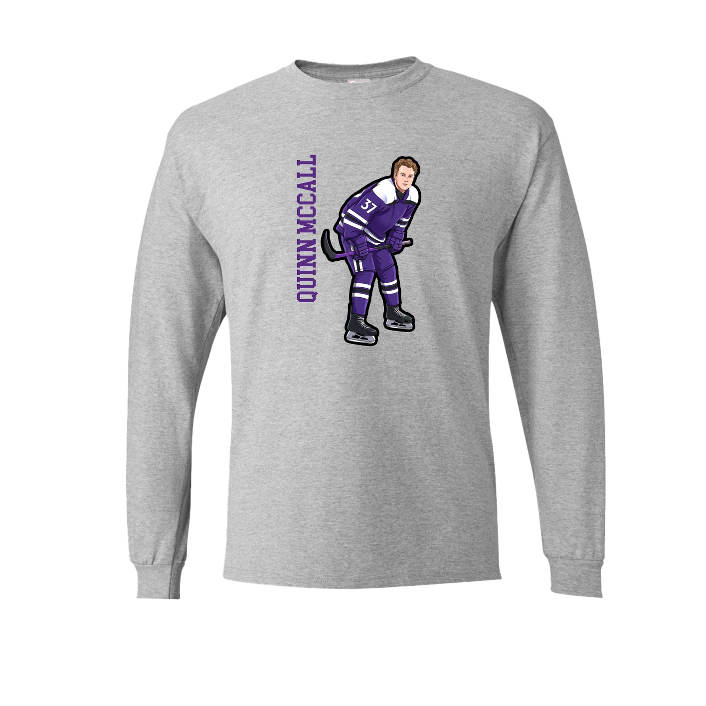Long Sleeve Tee — Name Vertical in Grey