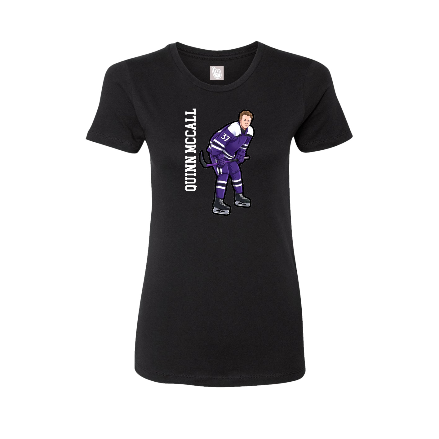 Fitted Women's Tee — Name Vertical in Black