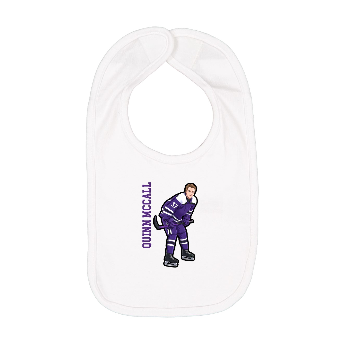 Infant Bib — Name Vertical in White