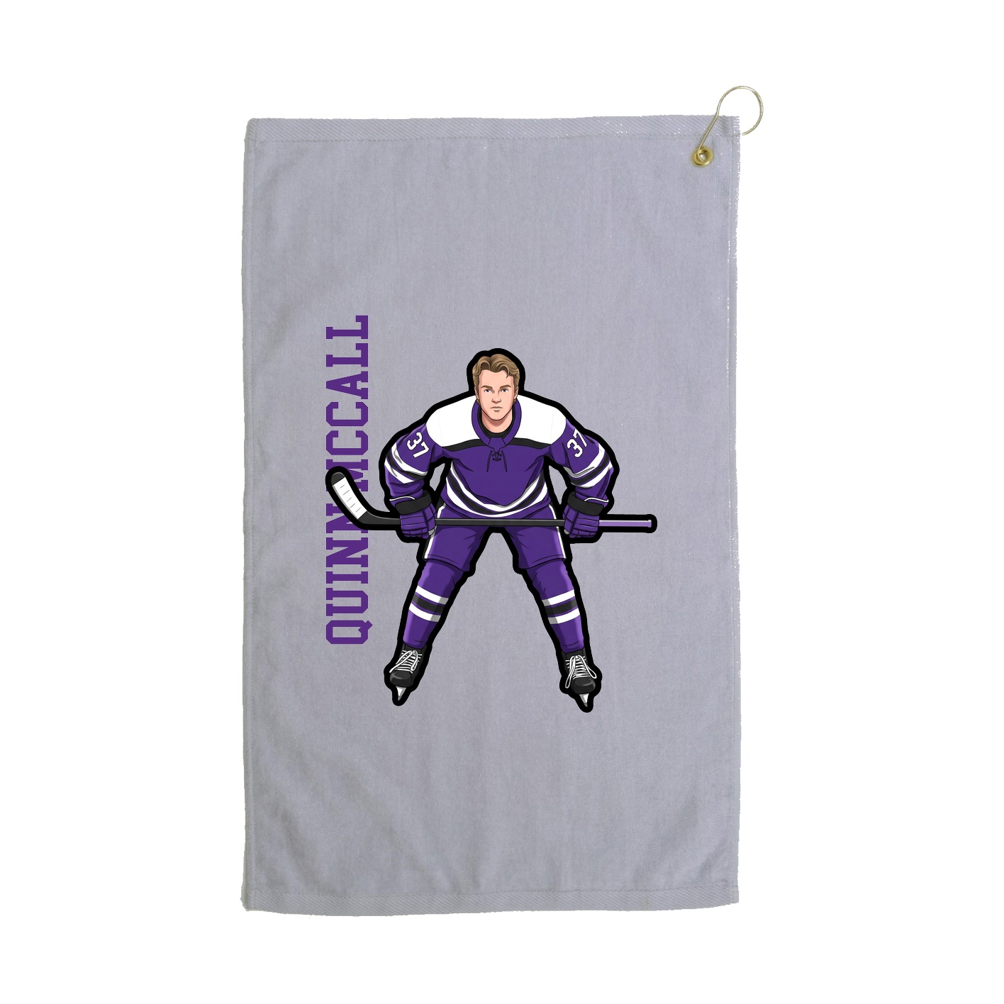 Golf Towel — Name Vertical in Grey