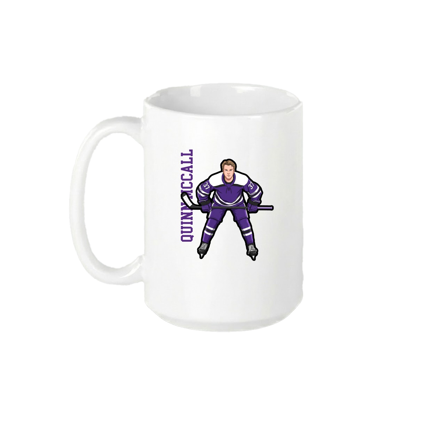 15oz Coffee Mug — Name Vertical in White