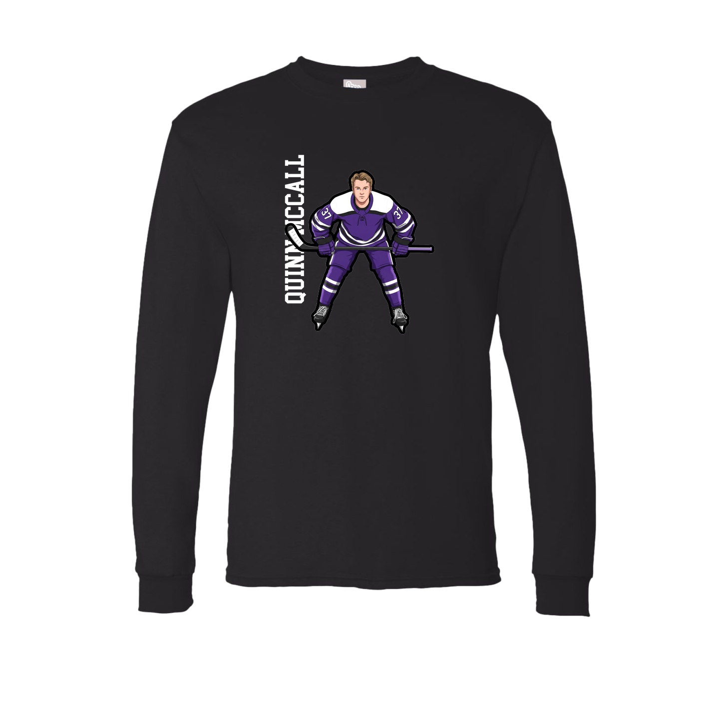 Long Sleeve Tee — Name Vertical in Black