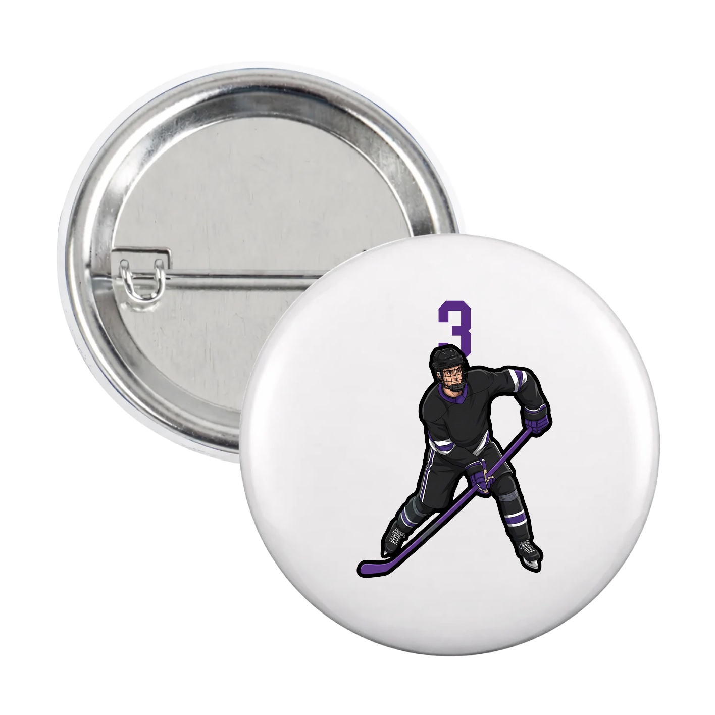 Game Day Button — Number Top in White