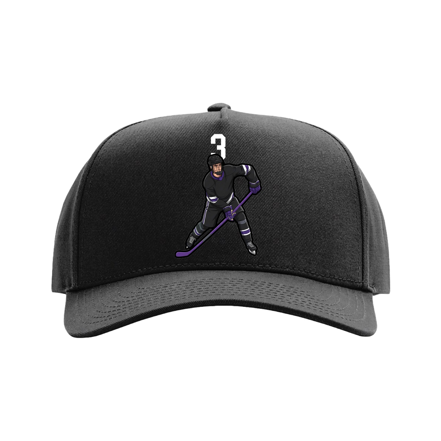 Full Fabric Five-Panel Champ Cap — Number Top in Black