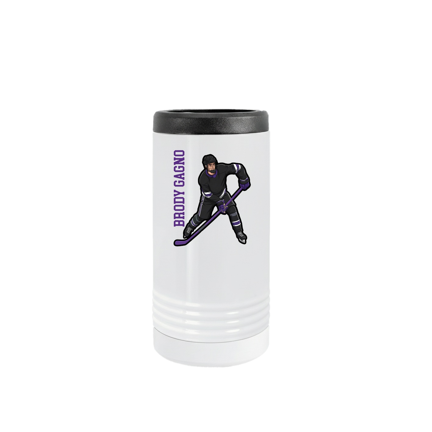 Slim Beverage Holder — Name Vertical in White