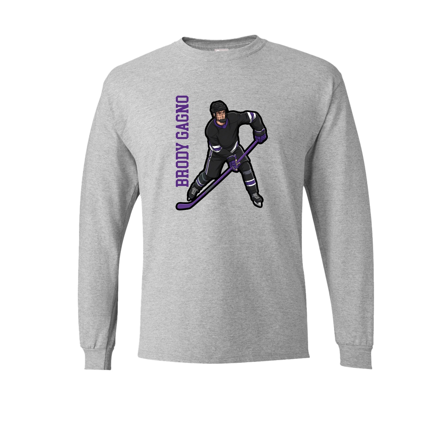 Long Sleeve Tee — Name Vertical in Grey