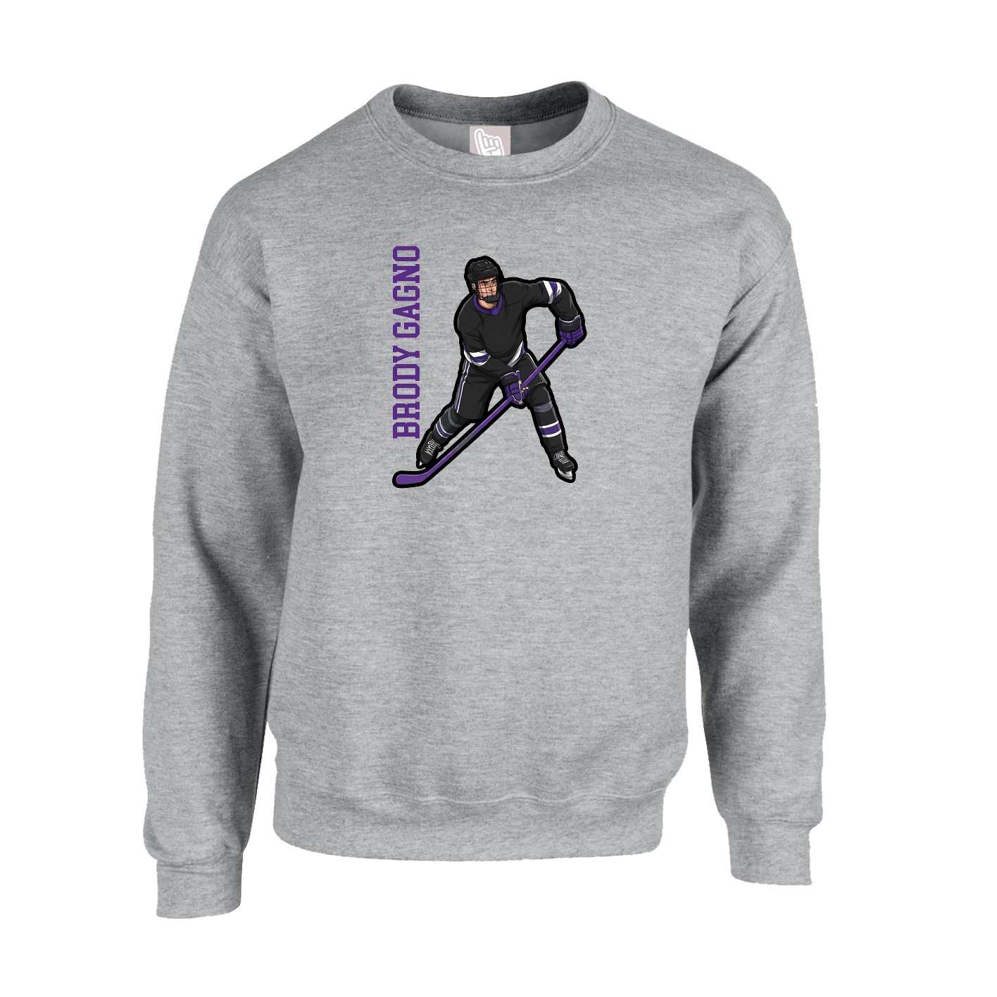 Fleece Crew — Name Vertical in Grey