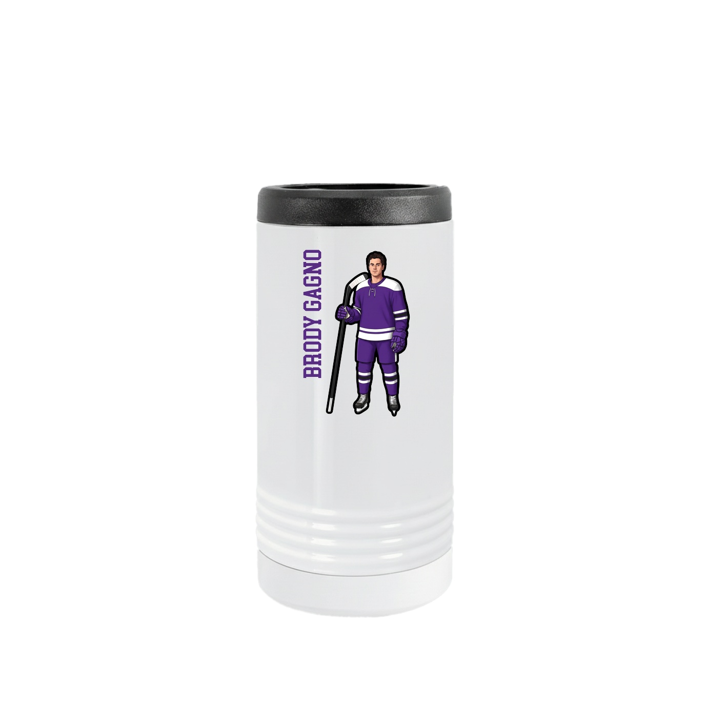Slim Beverage Holder — Name Vertical in White