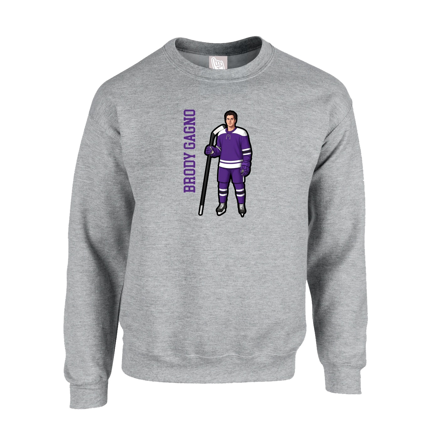 Fleece Crew — Name Vertical in Grey