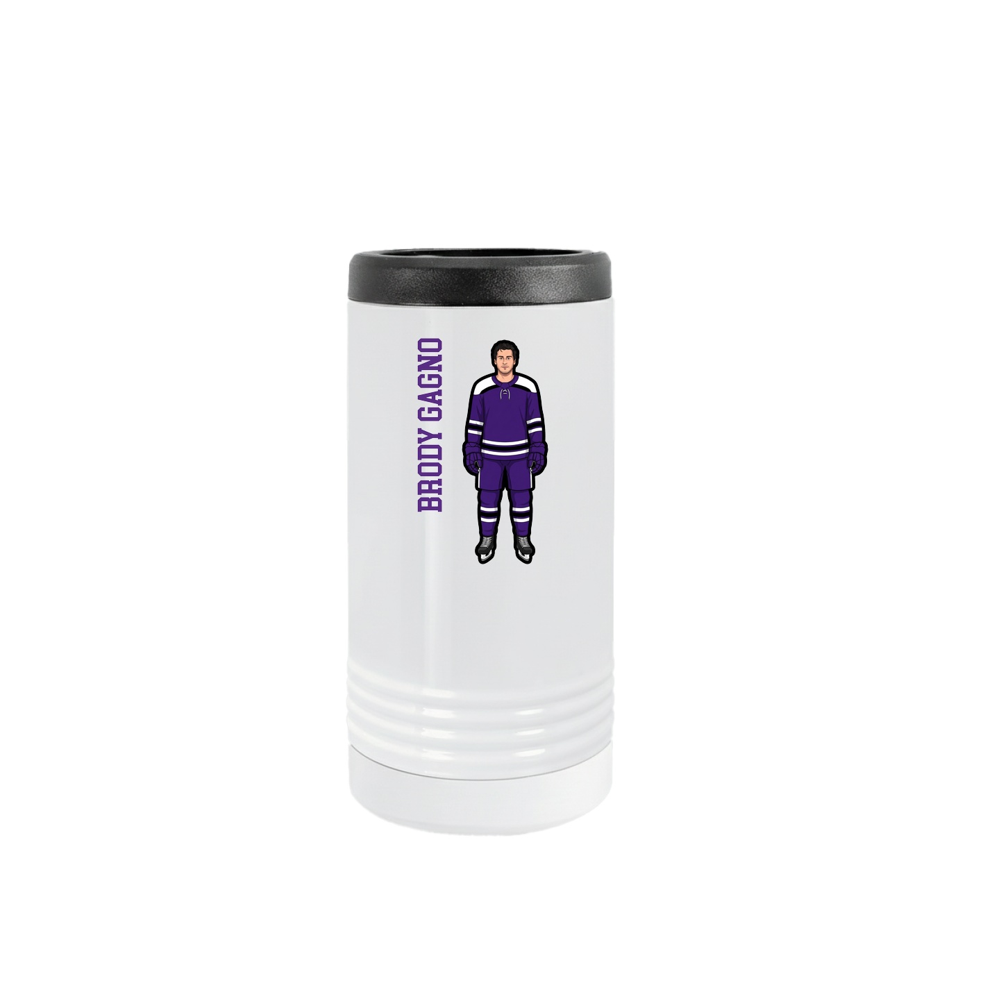Slim Beverage Holder — Name Vertical in White