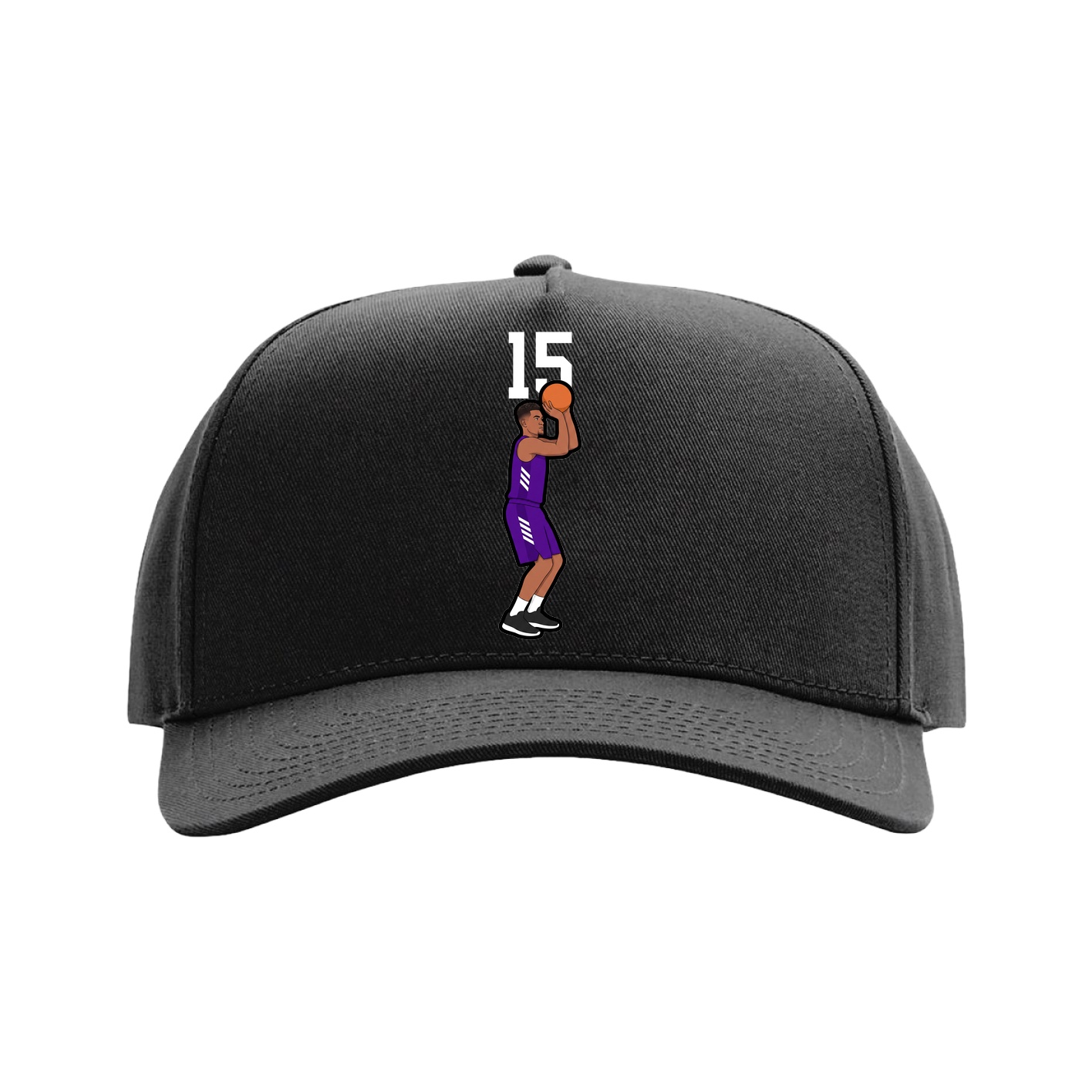 Full Fabric Five-Panel Champ Cap — Number Top in Black