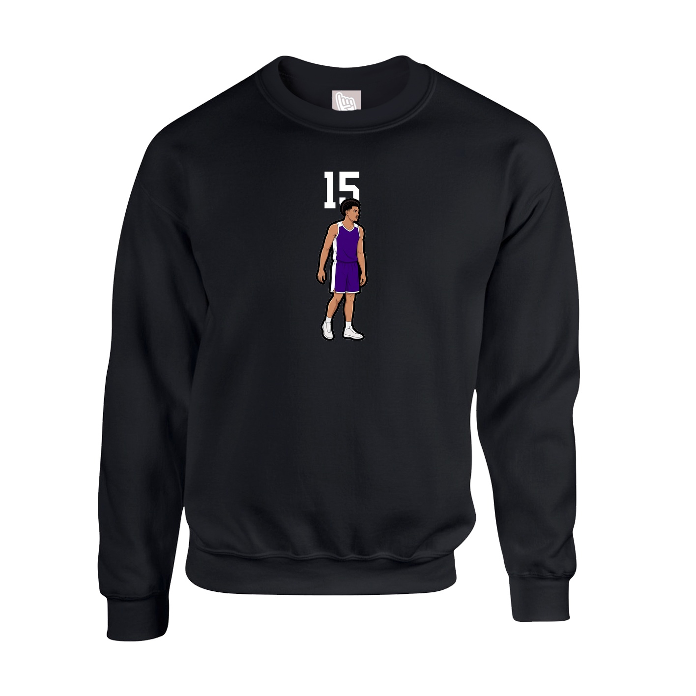 Fleece Crew — Number Top in Black