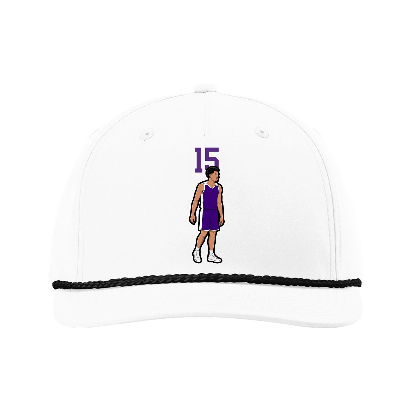 Five-Panel Classic Rope Cap — Number Top in White