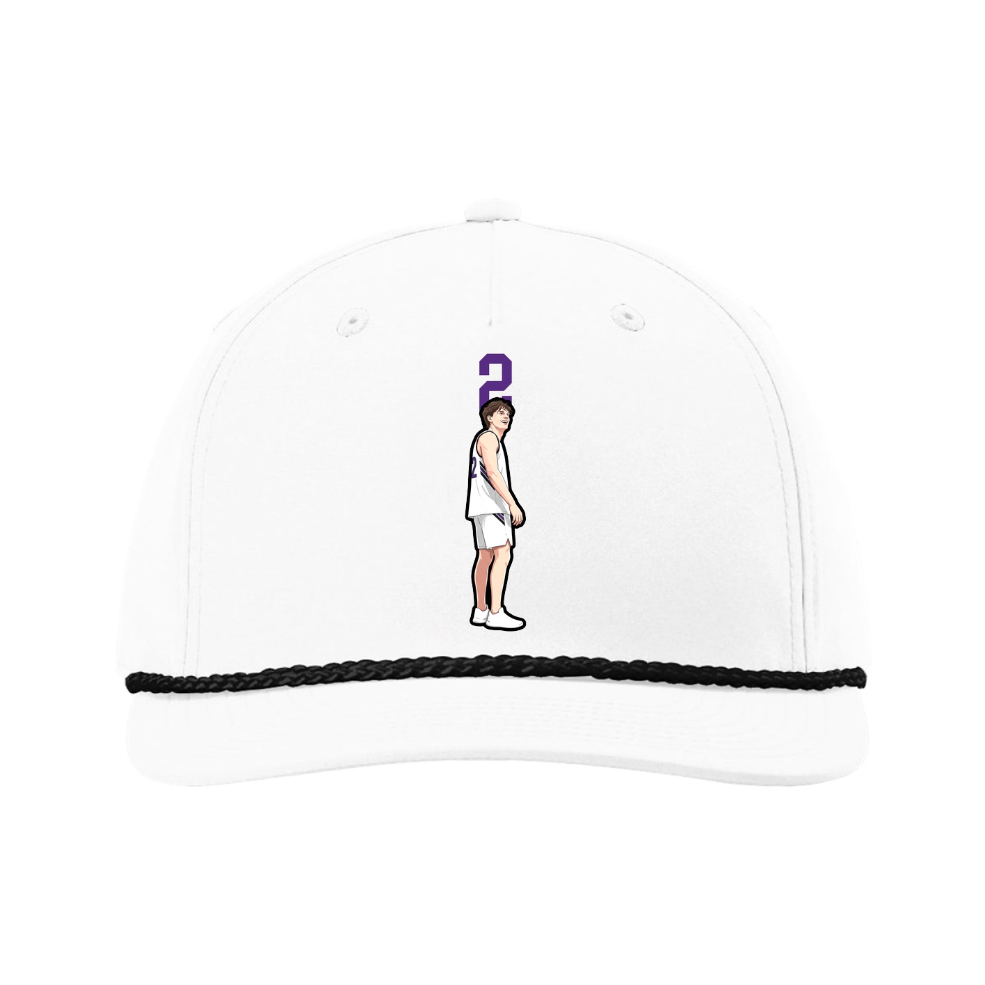 Five-Panel Classic Rope Cap — Number Top in White