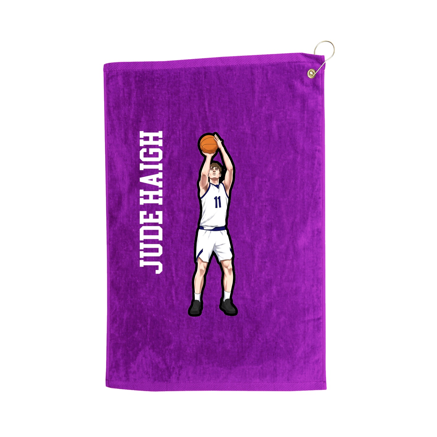 Golf Towel — Name Vertical in Purple