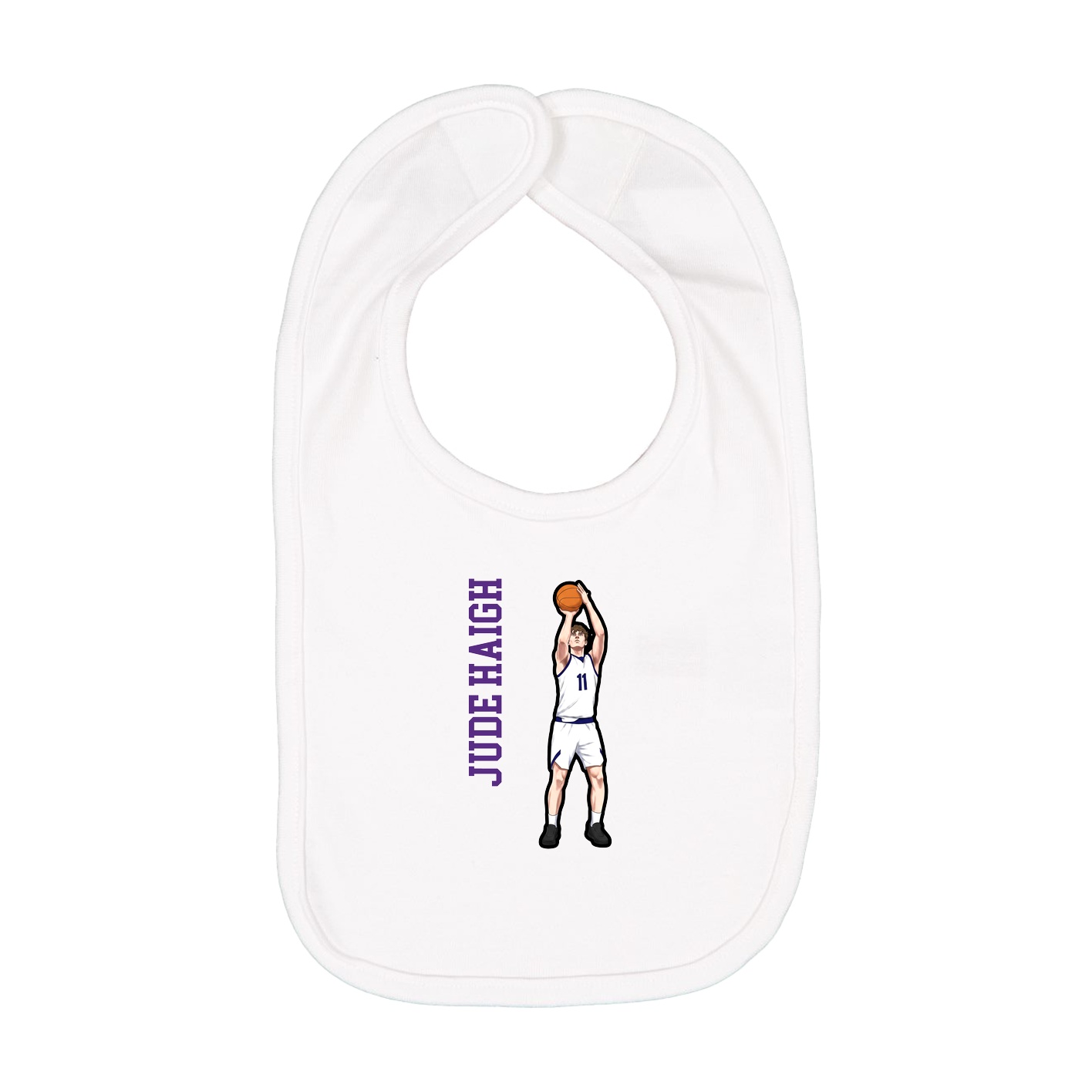 Infant Bib — Name Vertical in White