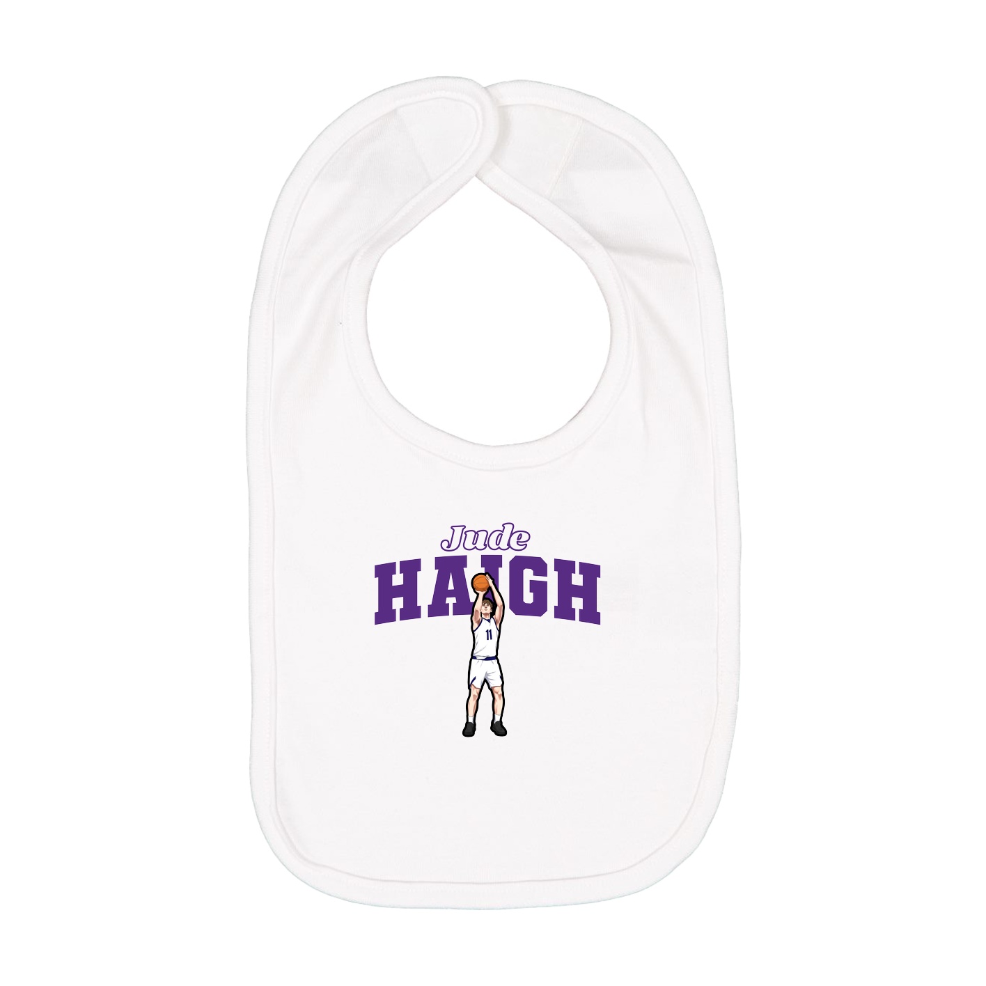Infant Bib — Name Arch in White