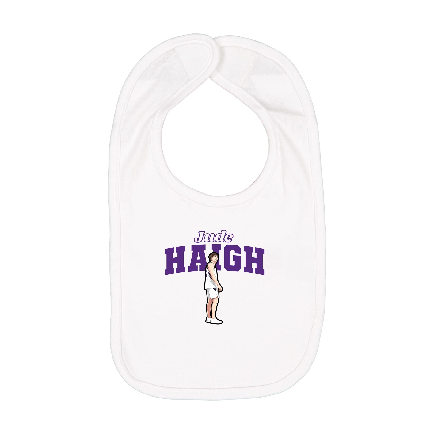 Infant Bib — Name Arch in White