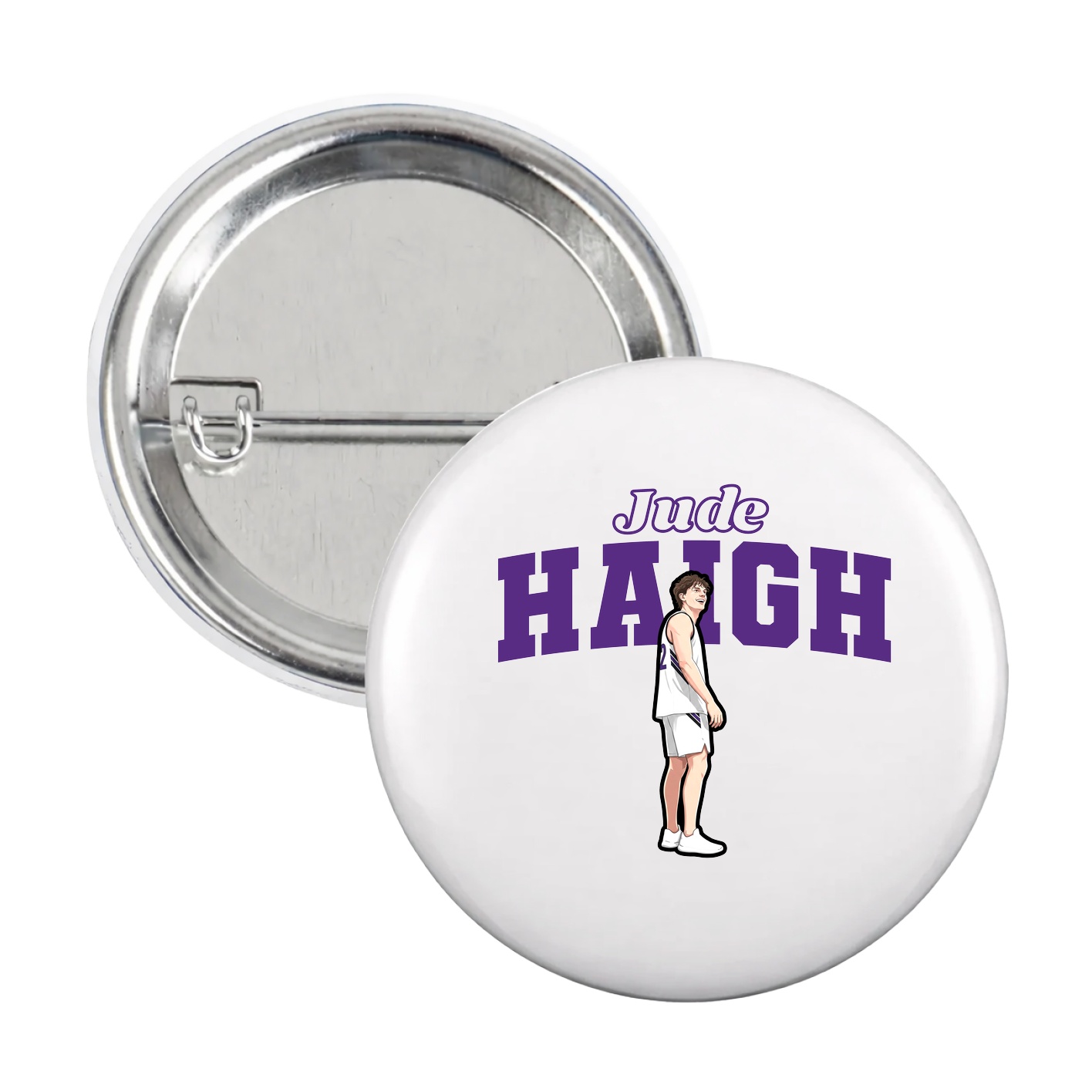 Game Day Button — Name Arch in White