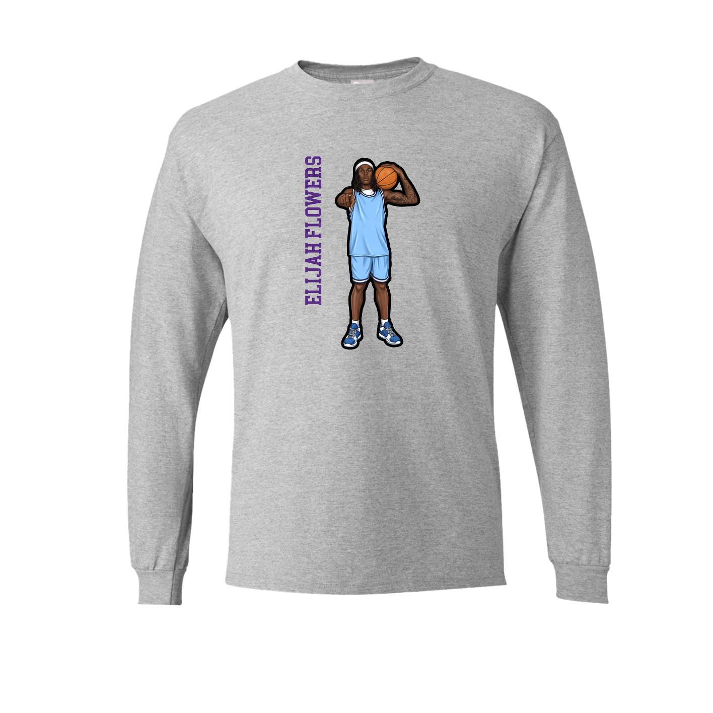 Long Sleeve Tee — Name Vertical in Grey