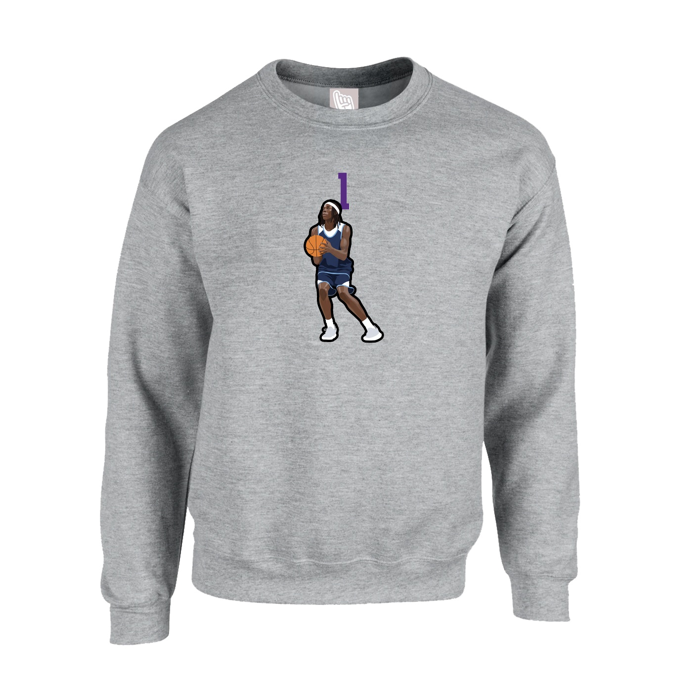Fleece Crew — Number Top in Grey