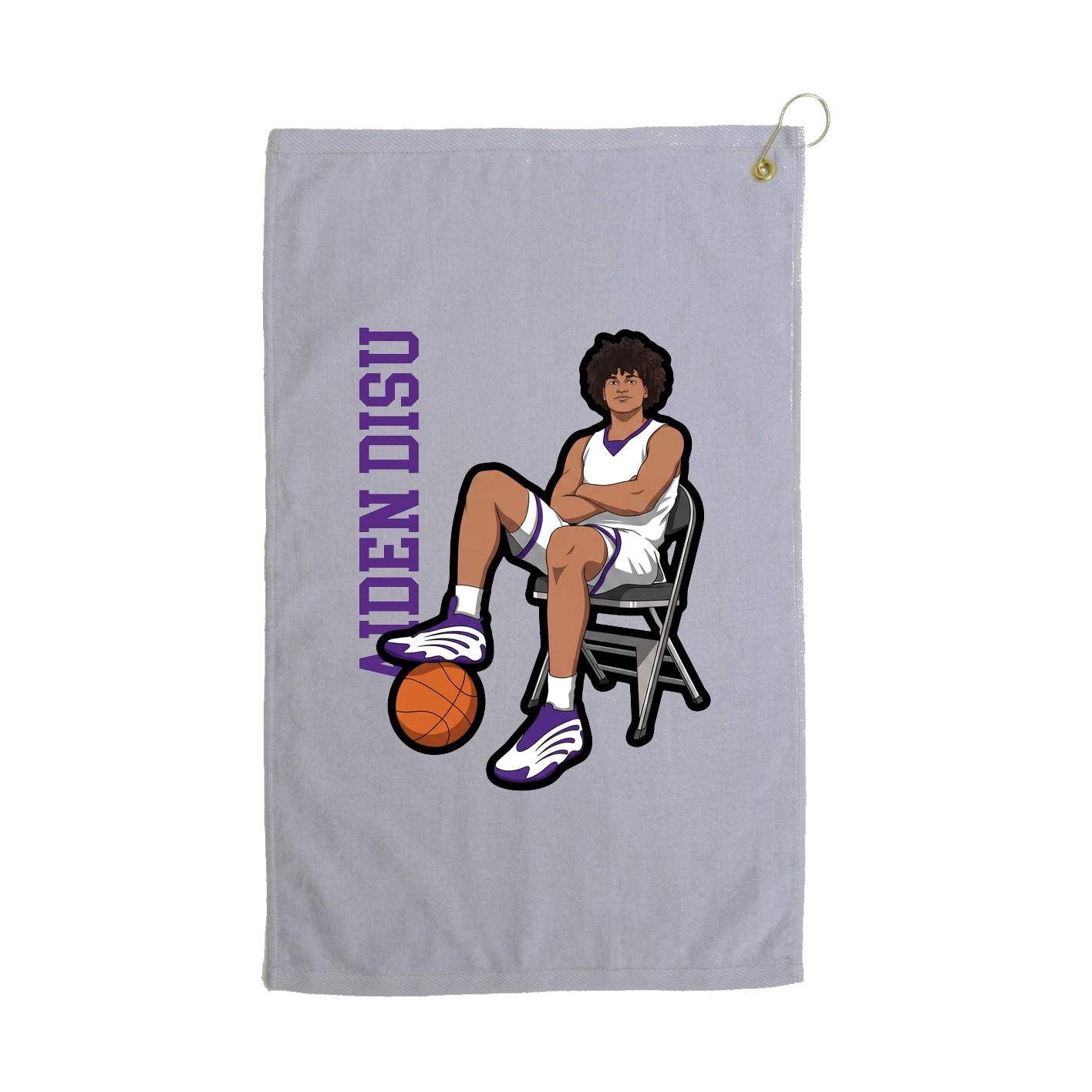 Golf Towel — Name Vertical in Grey