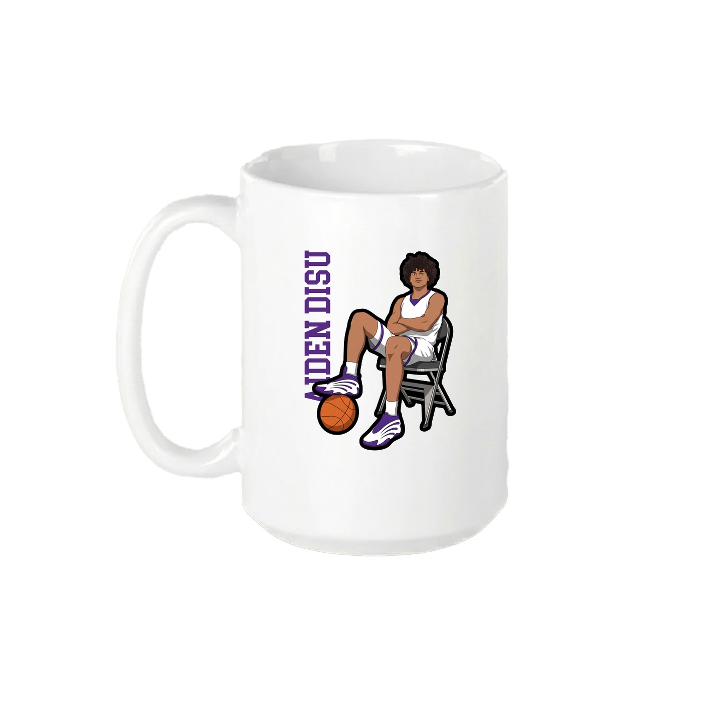 15oz Coffee Mug — Name Vertical in White