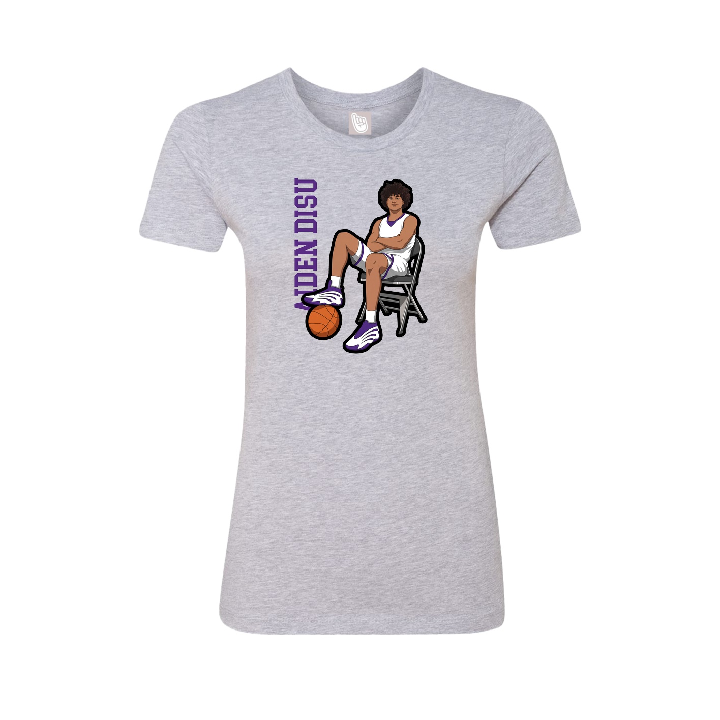 Fitted Women's Tee — Name Vertical in Grey
