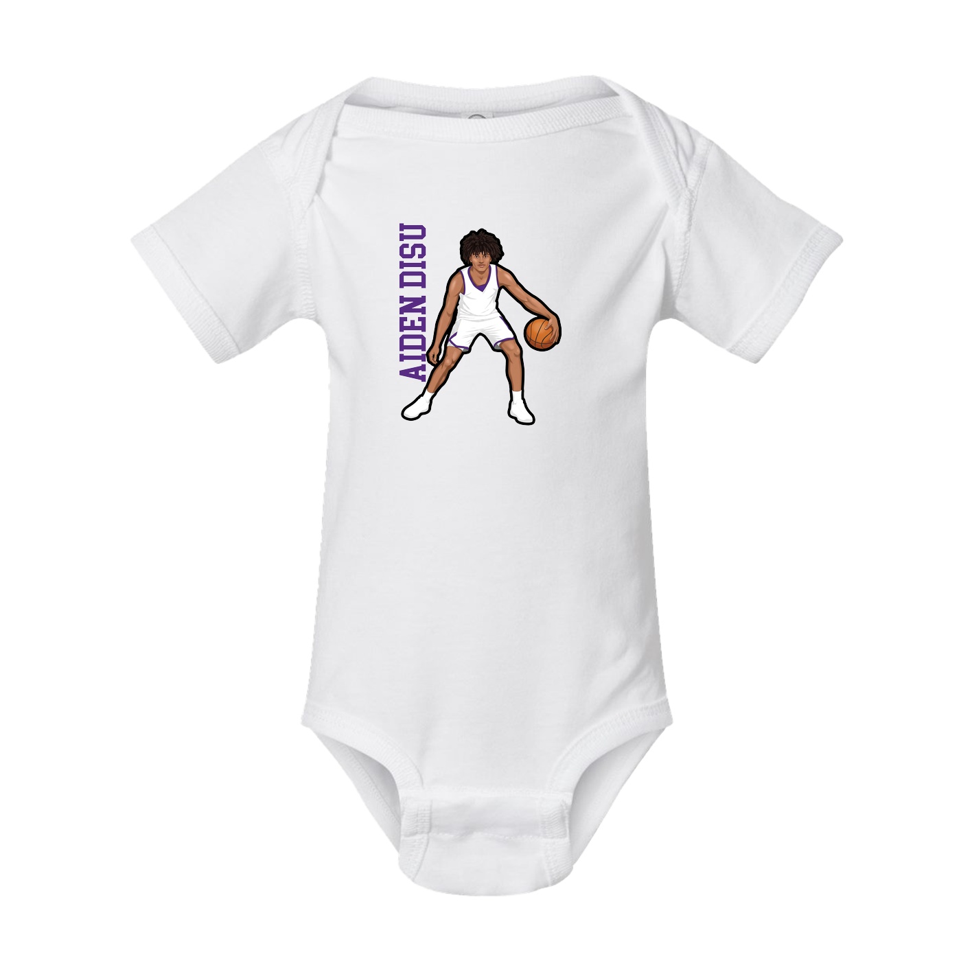 Baby Onesie — Name Vertical in White