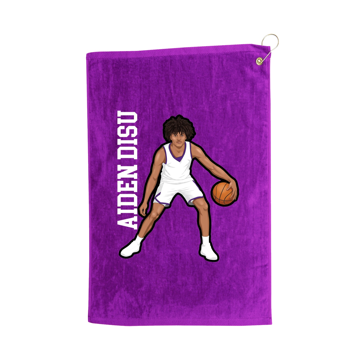 Golf Towel — Name Vertical in Purple