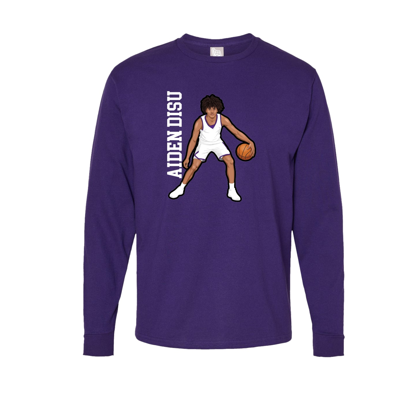 Long Sleeve Tee — Name Vertical in Purple