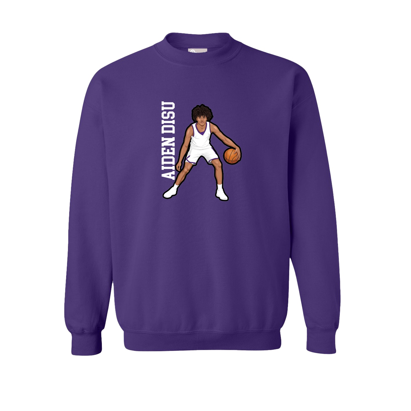 Fleece Crew — Name Vertical in Purple