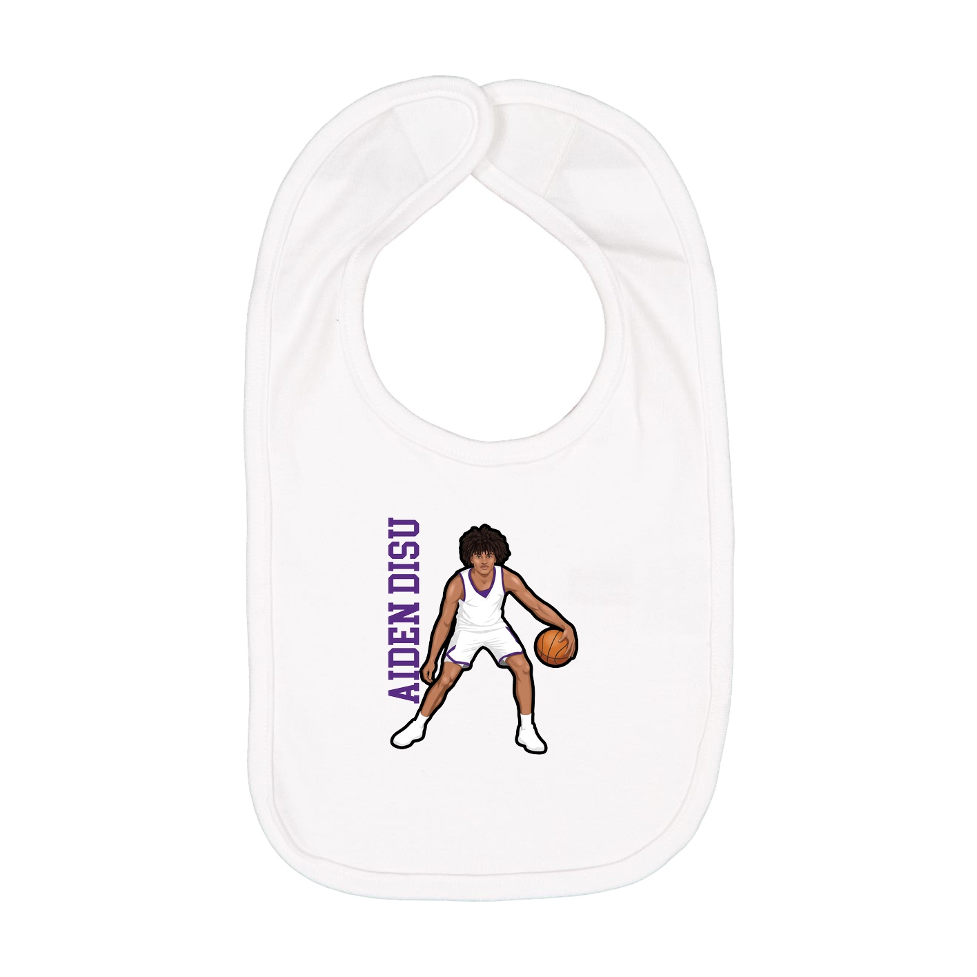 Infant Bib — Name Vertical in White