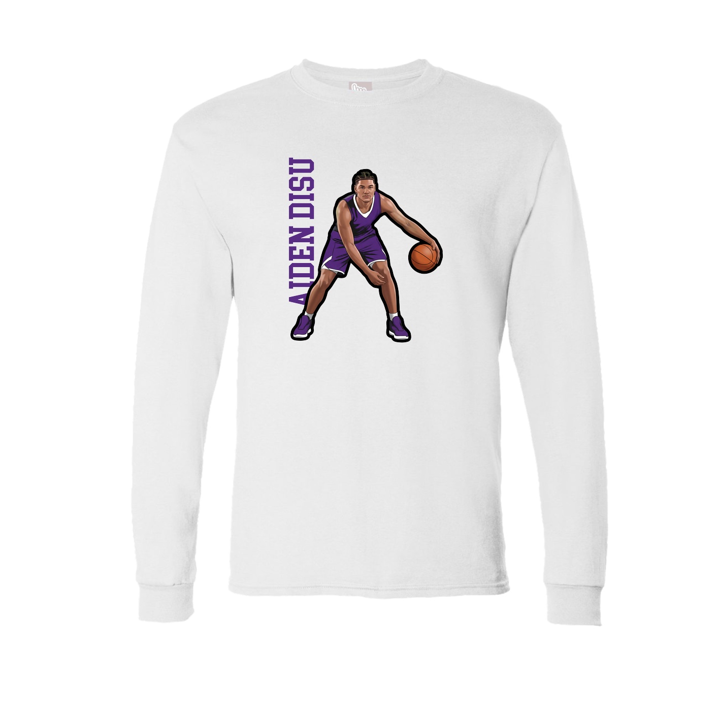 Long Sleeve Tee — Name Vertical in White