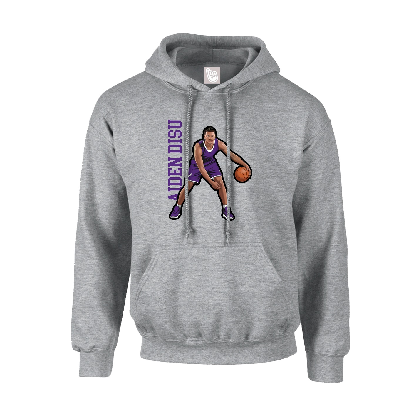 Hoodie — Name Vertical in Grey
