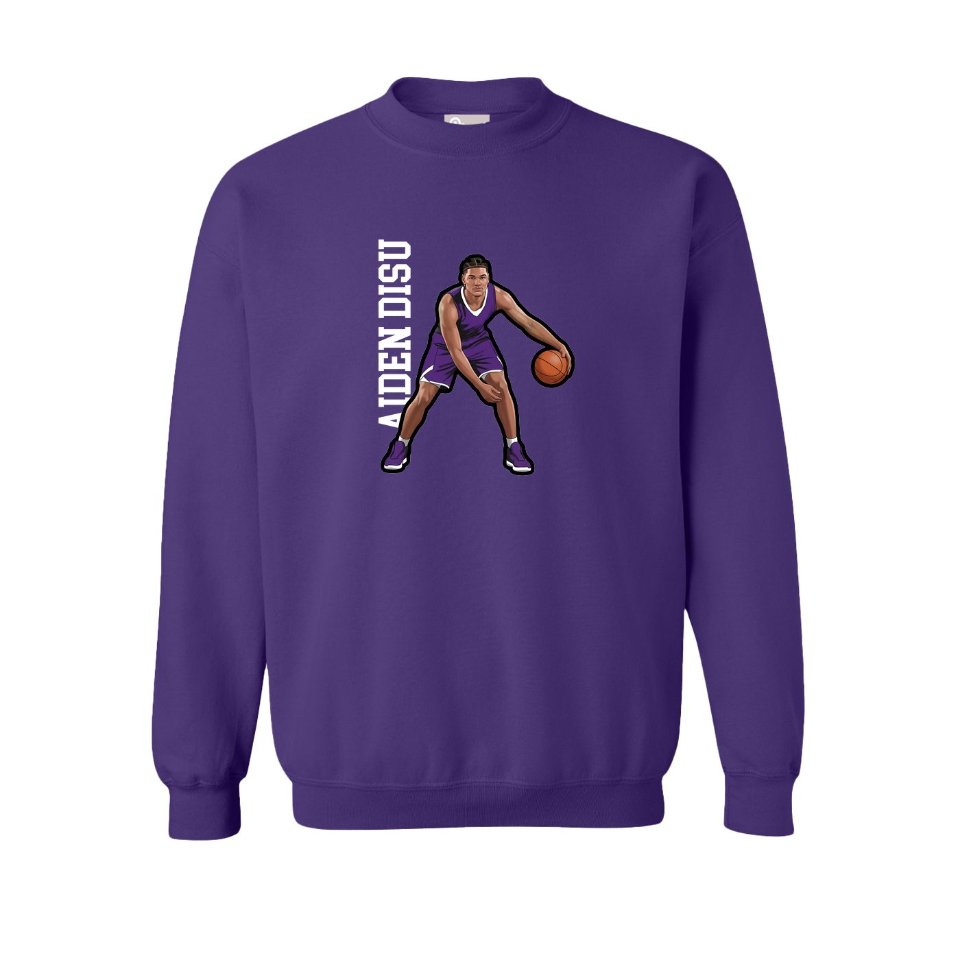 Fleece Crew — Name Vertical in Purple
