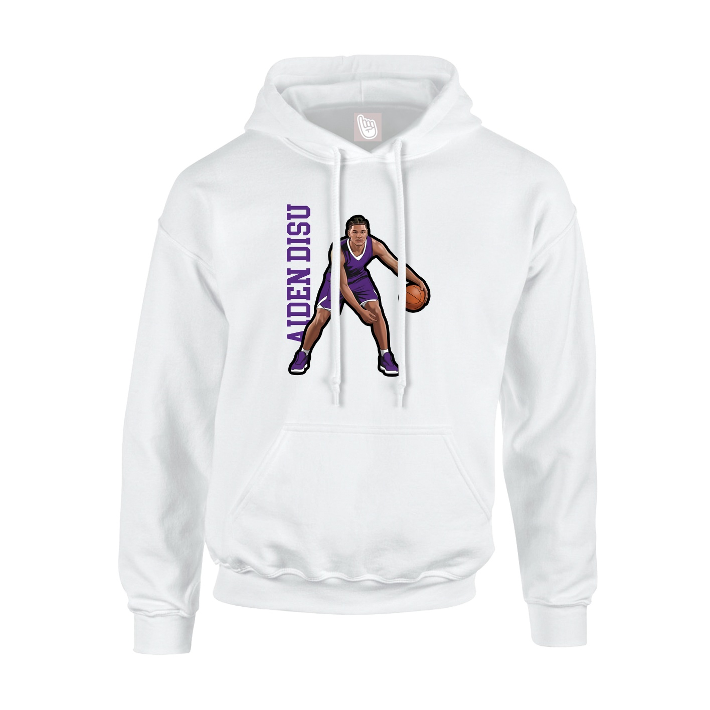 Youth Hoodie — Name Vertical in White