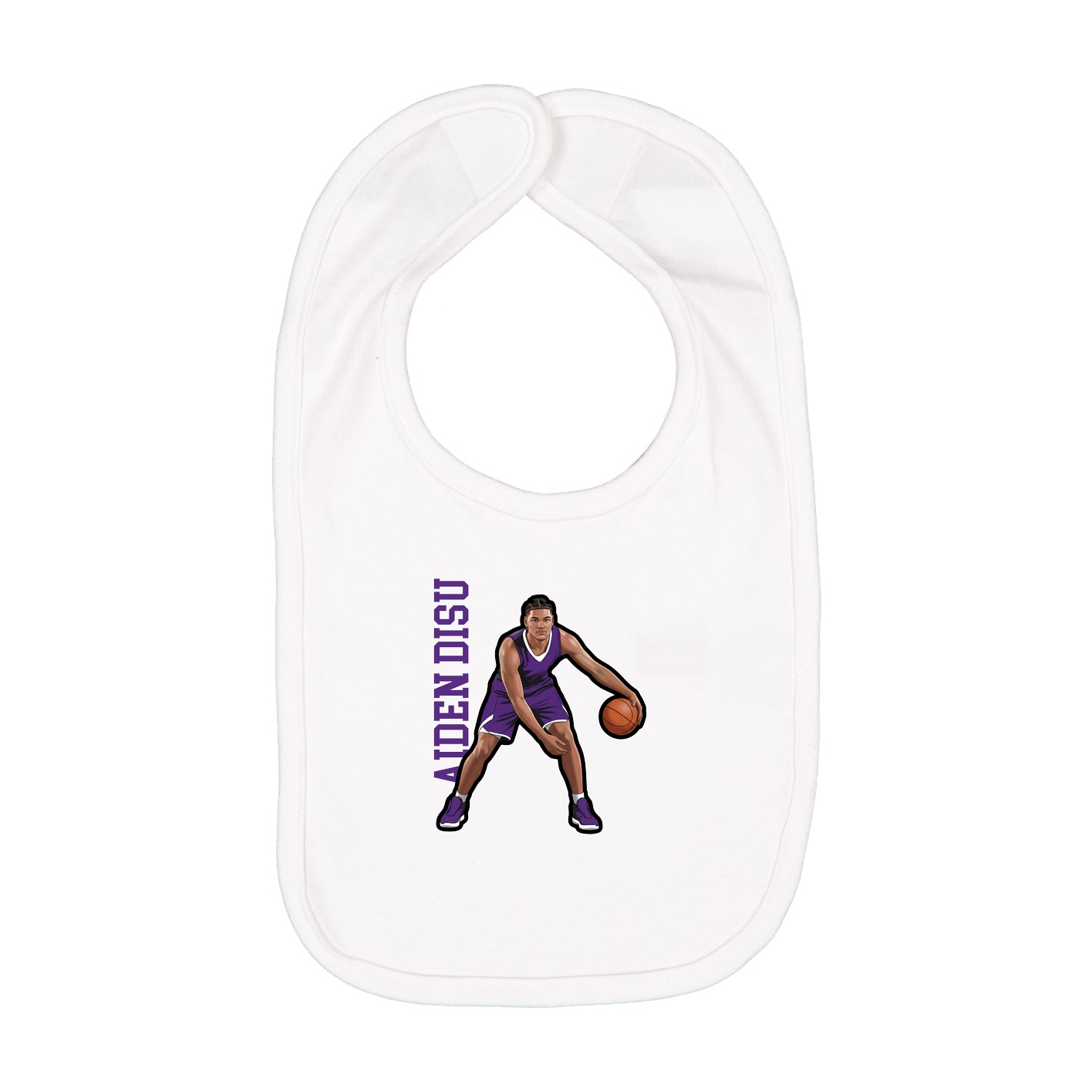 Infant Bib — Name Vertical in White