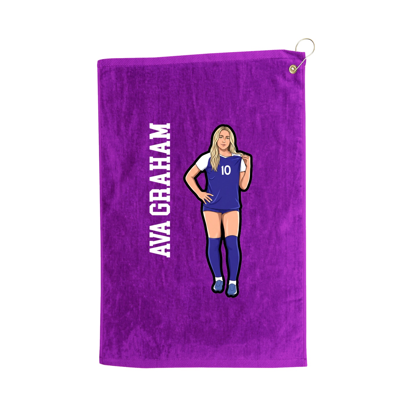 Golf Towel — Name Vertical in Purple