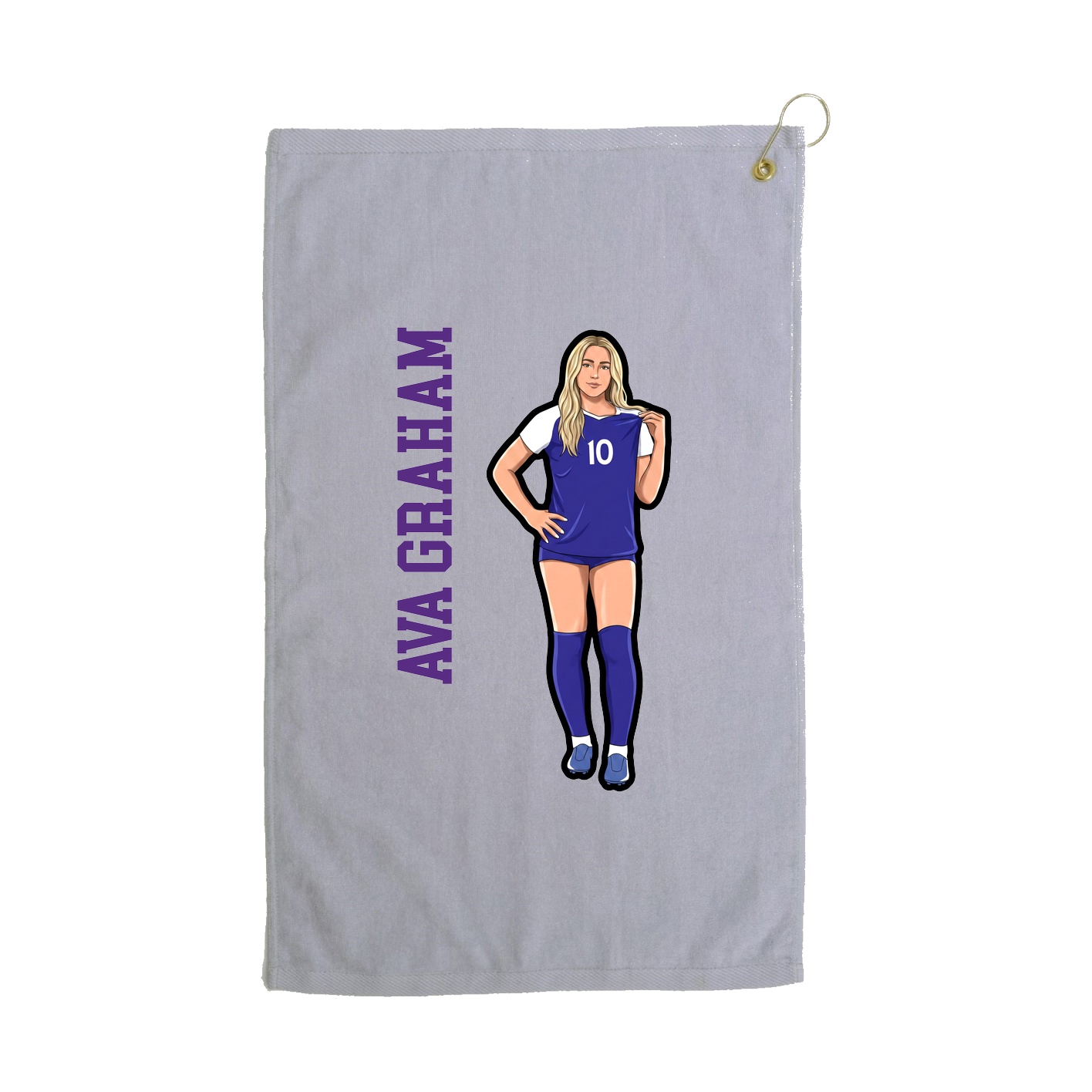 Golf Towel — Name Vertical in Grey