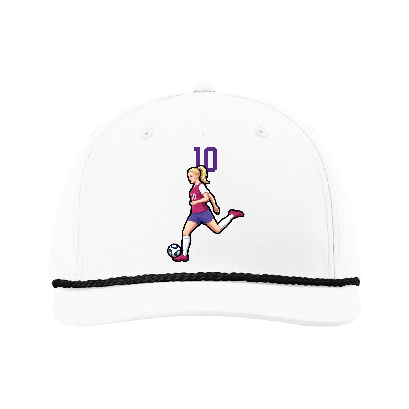 Five-Panel Classic Rope Cap — Number Top in White