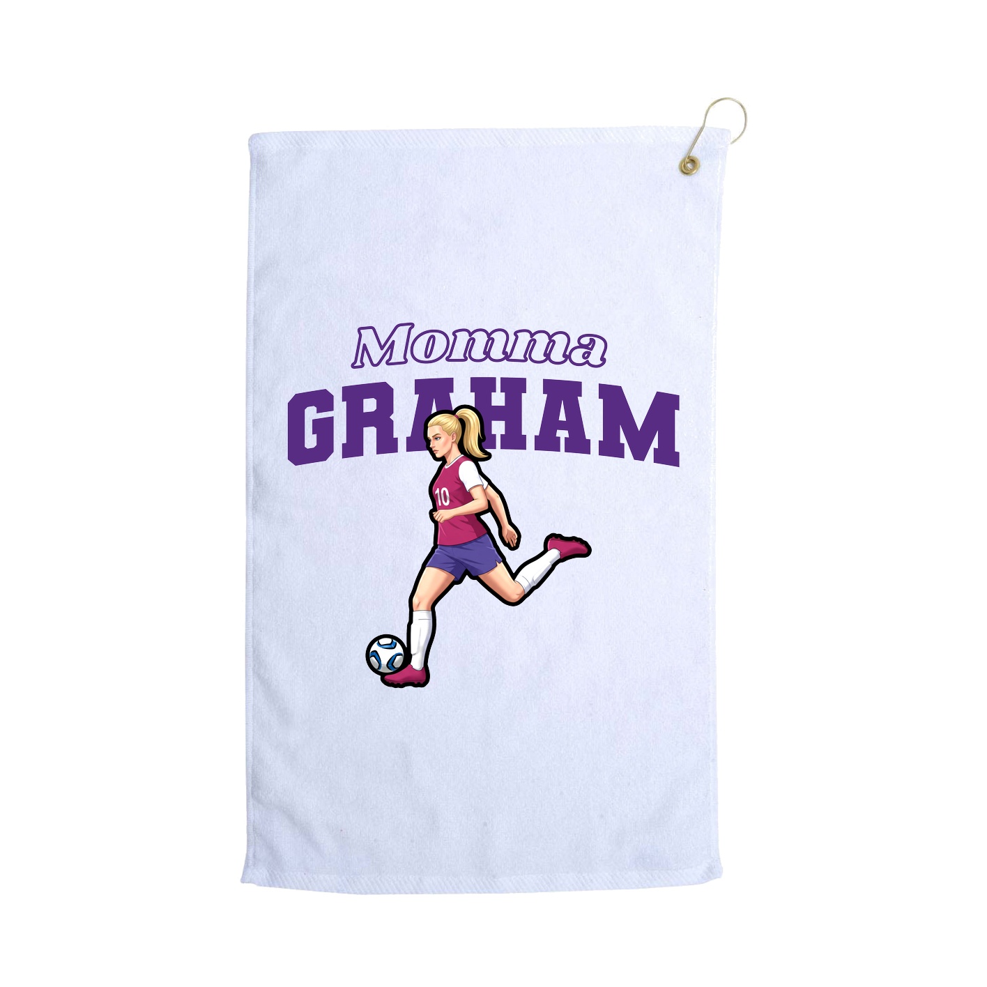 Golf Towel — Mothers Day Block in White