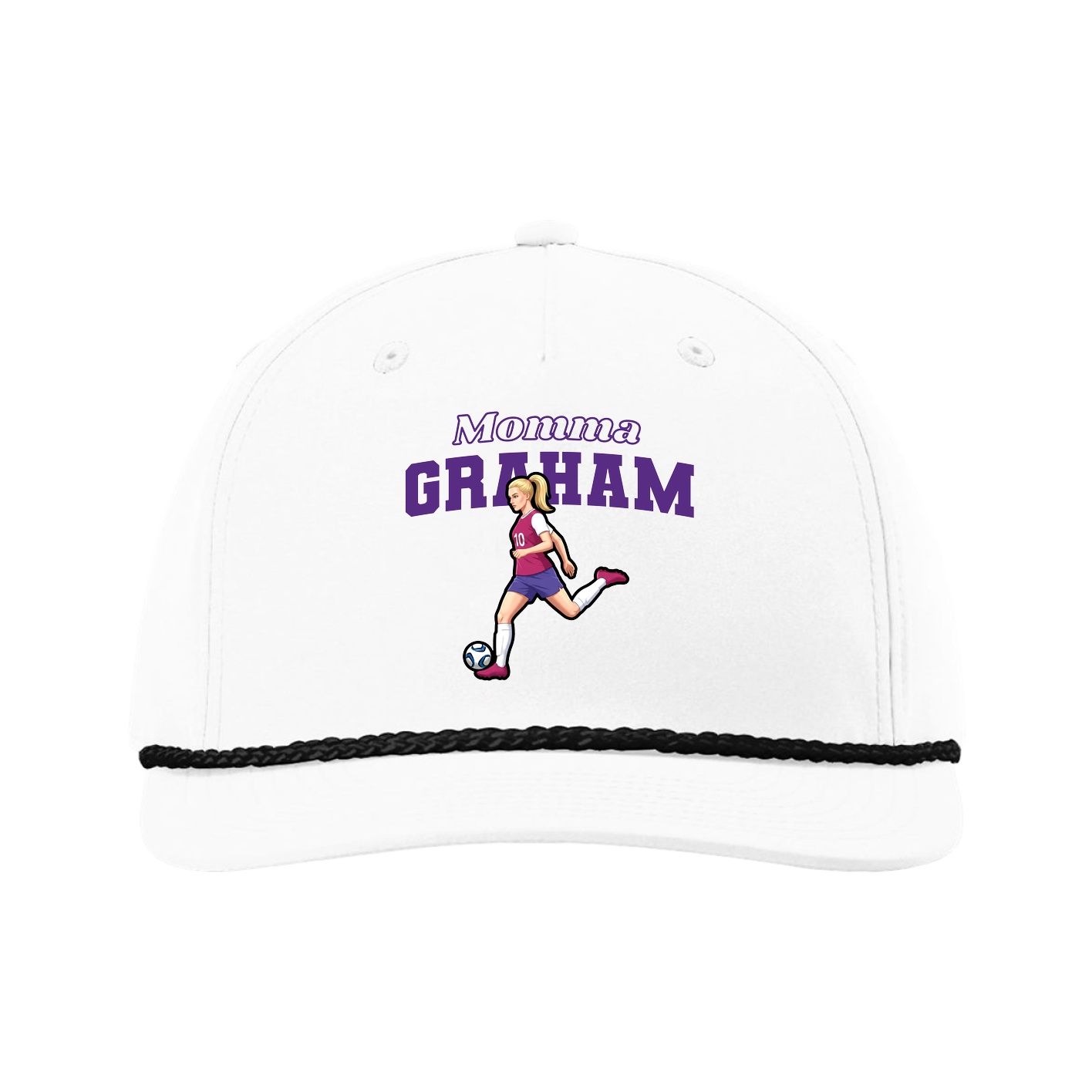 Five-Panel Classic Rope Cap — Mothers Day Block in White