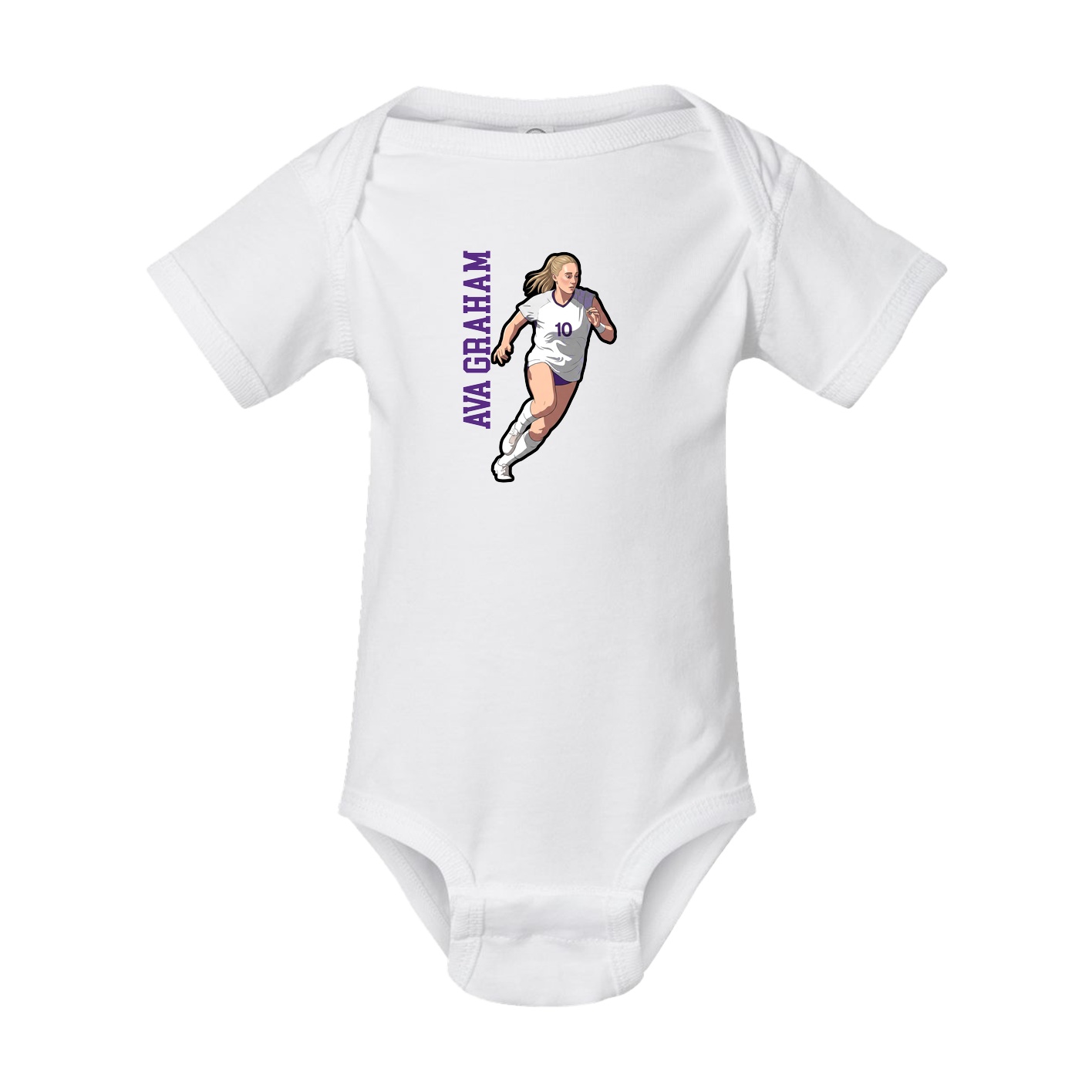 Baby Onesie — Name Vertical in White