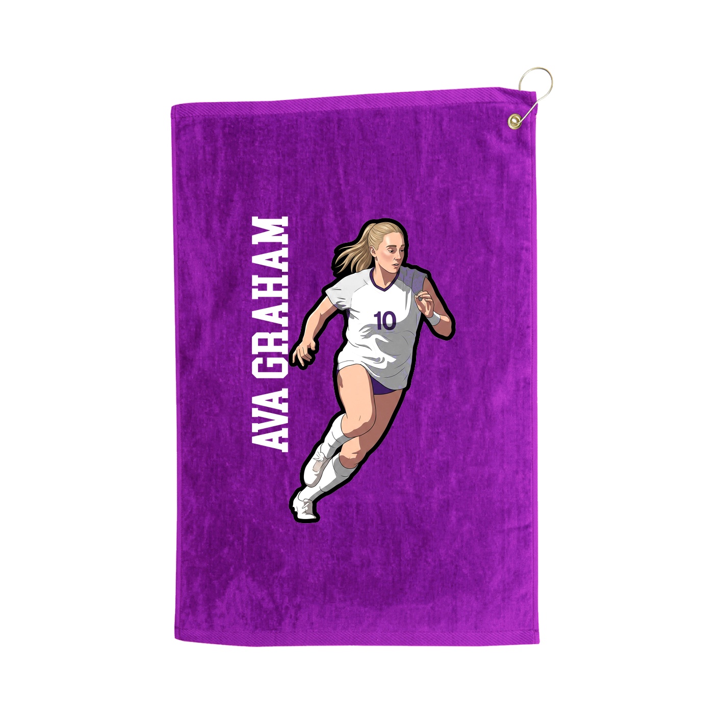 Golf Towel — Name Vertical in Purple