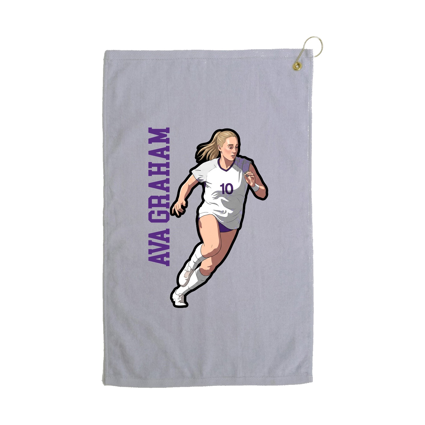 Golf Towel — Name Vertical in Grey