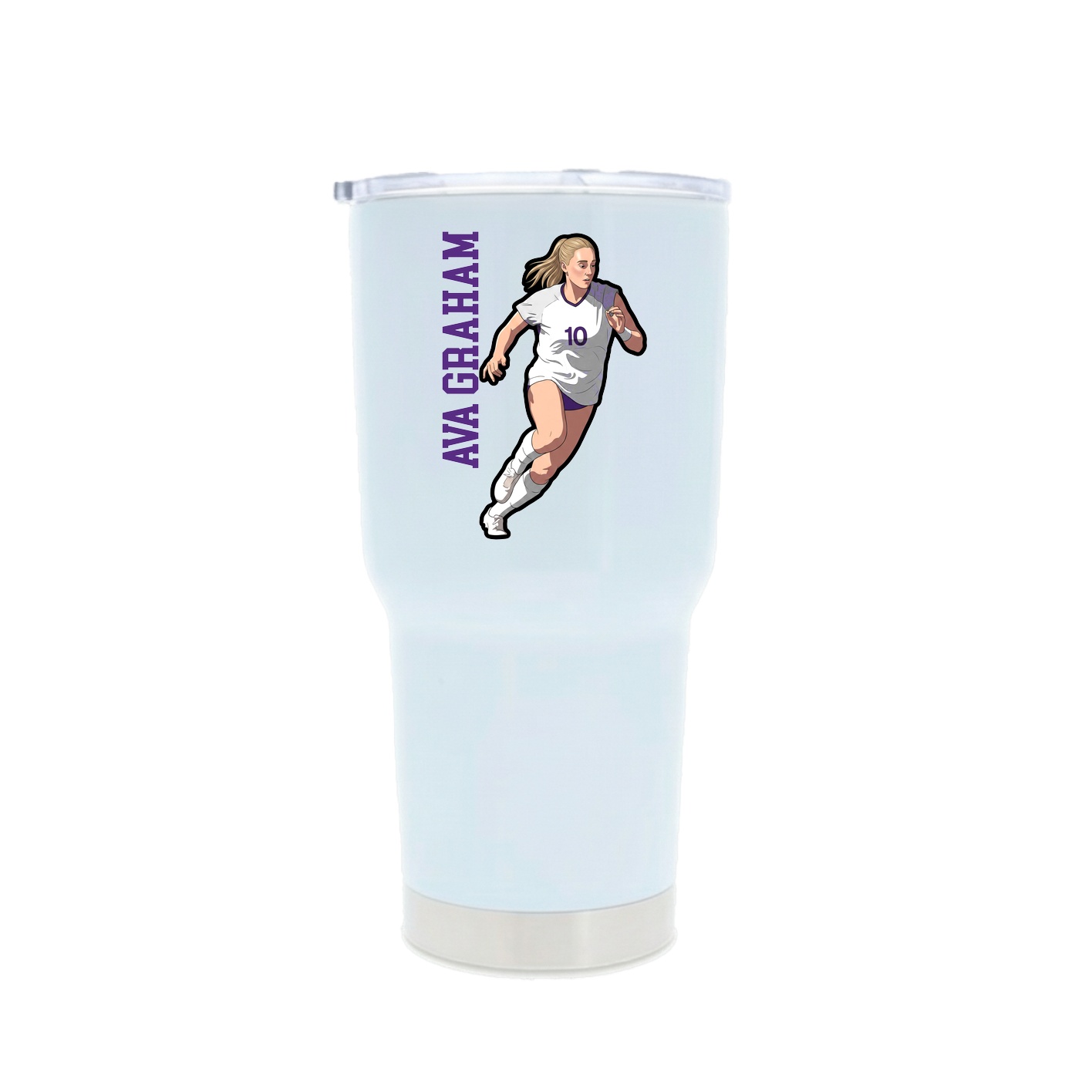 30oz Stainless Steel Tumbler — Name Vertical in White