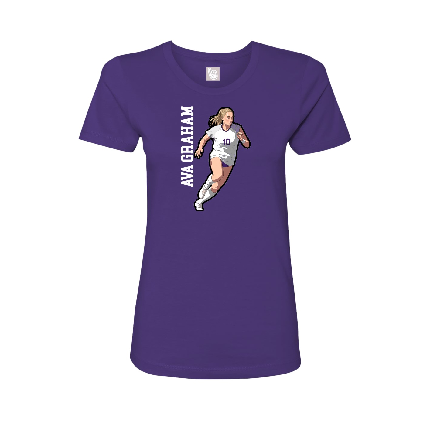 Womens Tee — Name Vertical in Purple